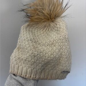 Lauren Ralph Lauren Knit Hat with Faux Fur Pom